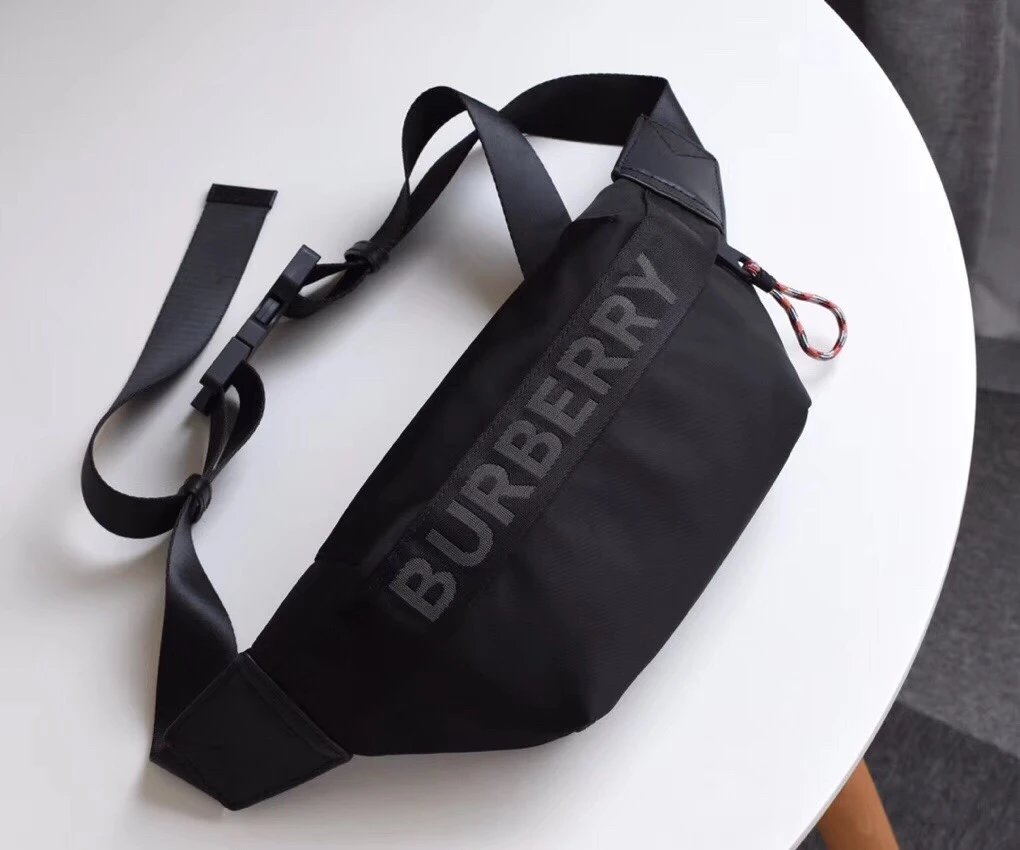 BURBERRY巴宝莉男包时尚休闲帆布胸包挎包Bur轻便字母包B家格纹单肩包博柏利腰包 80101441 6
