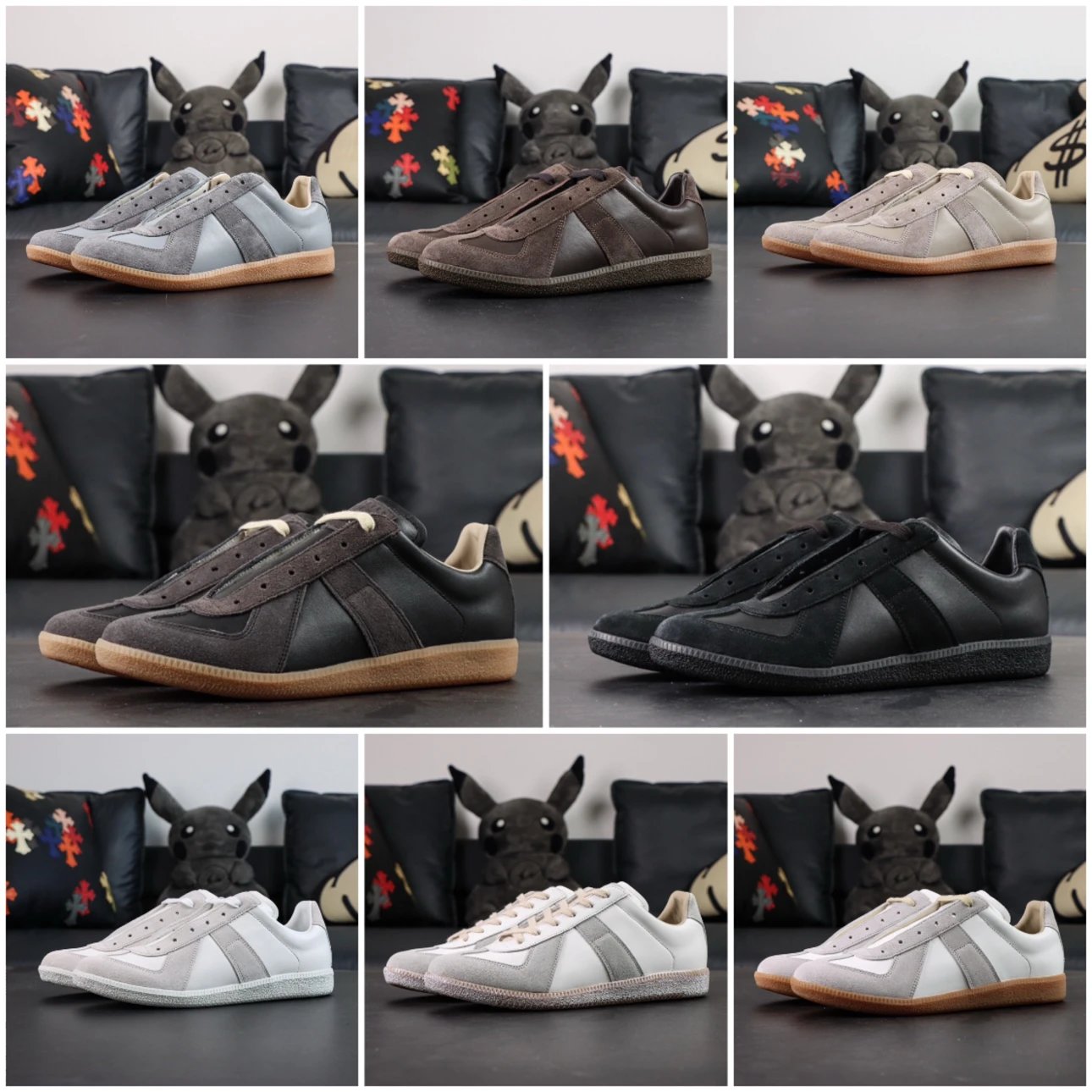 渠道纯原Maison Margiela Calfskin Replica 马吉拉 德训鞋休闲鞋运动鞋潮鞋男鞋 棕色咖色 黑白色白色灰色卡其纯黑色白灰色