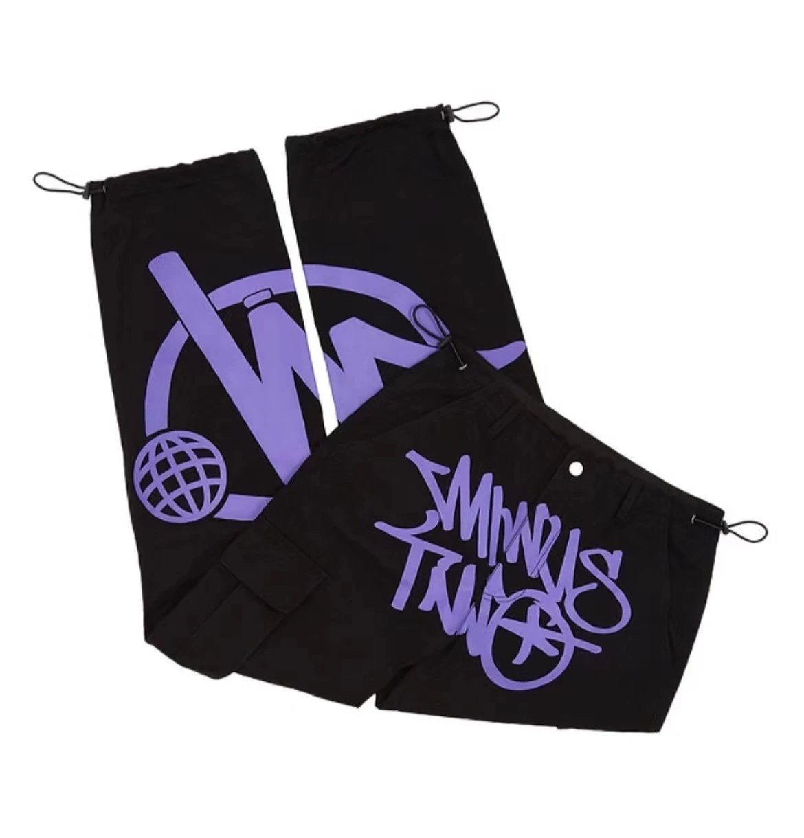 Minustwo cargo printed spliced high street long work pants