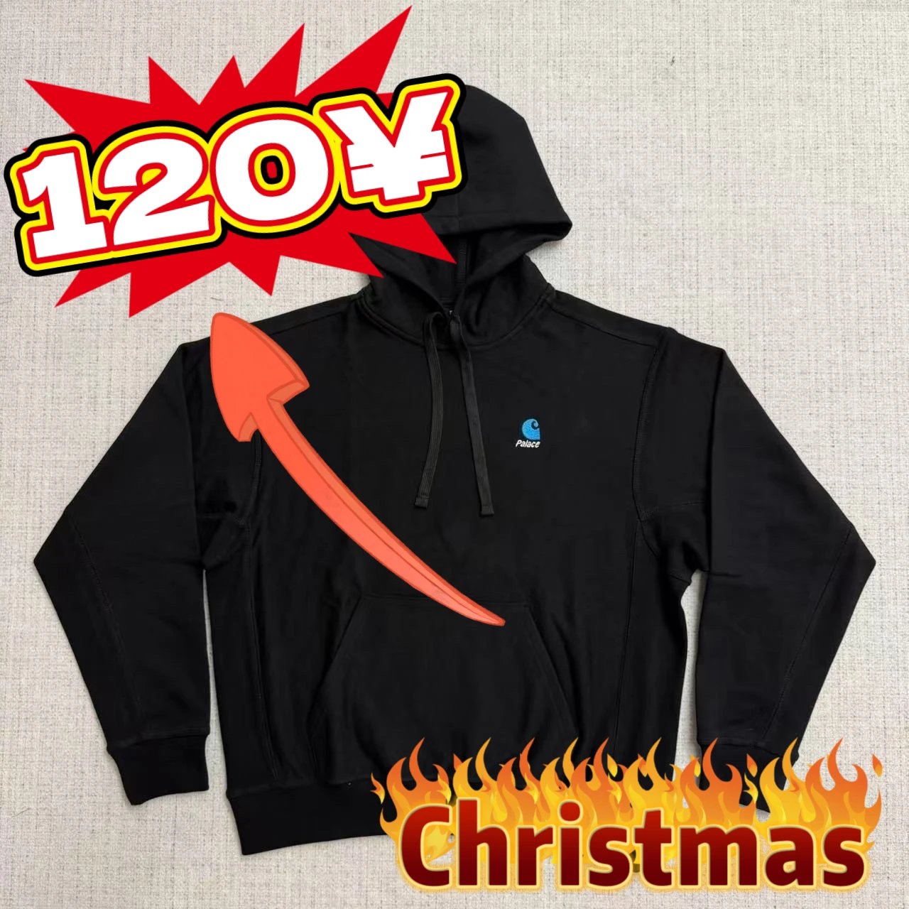 PALACE x CARHARTT WIP Hoodie Black (DISCOUNT)