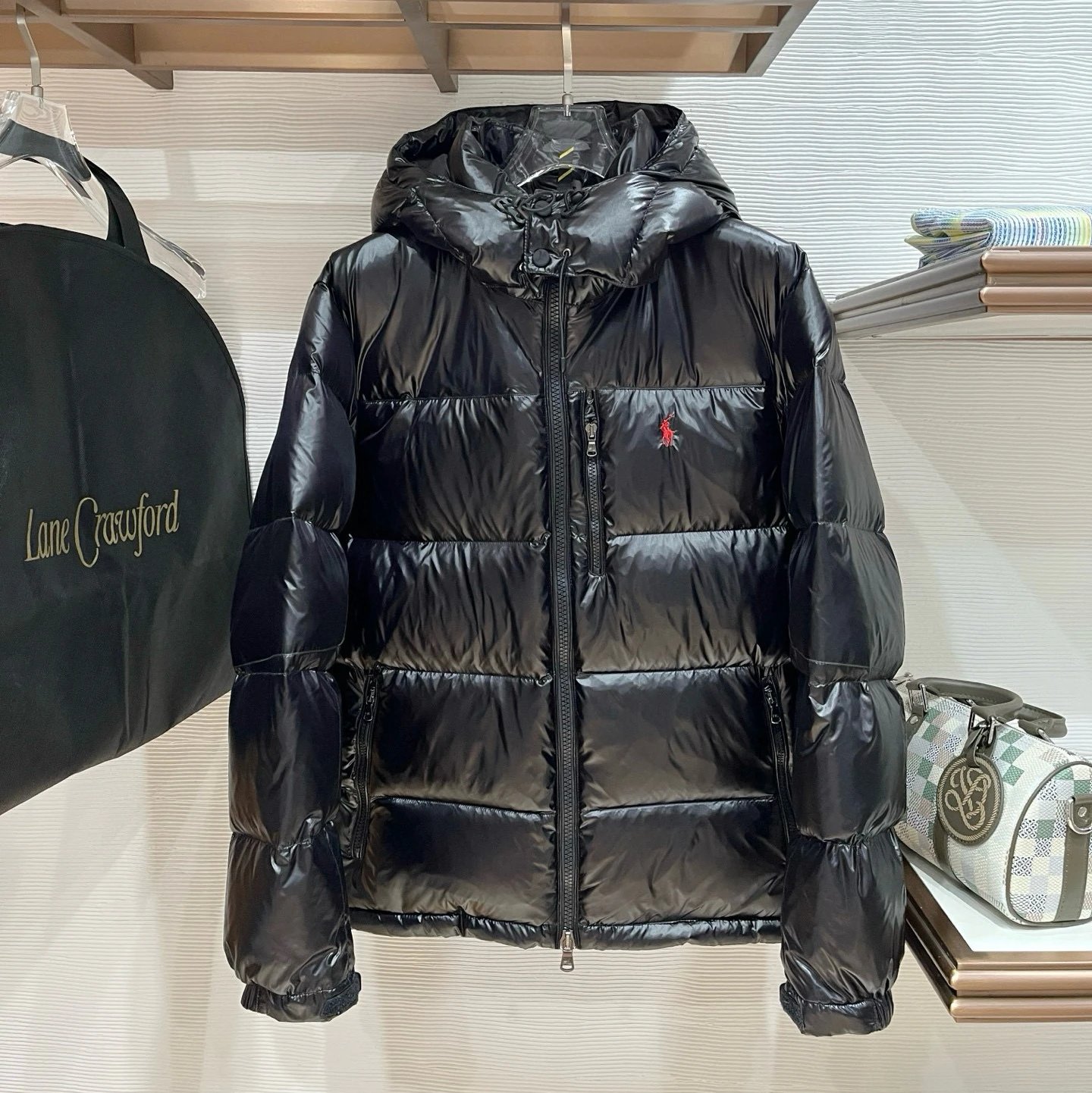 Polo Ralph Lauren The Gorham Hooded Down Jacket Glossy Black