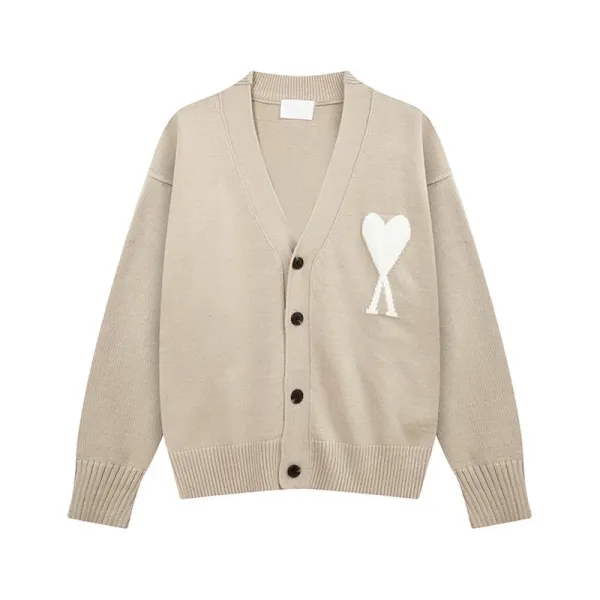 Ami Paris Heart Logo Beige Cardigan - 1
