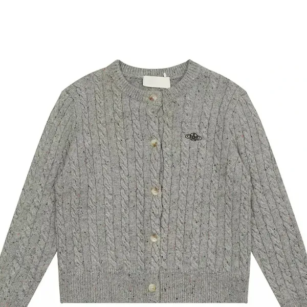 Vivienne Westwood Orb Cable Knit Gray Cardigan - 1