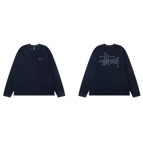 Stüssy Ribbed Long-Sleeve Tee Navy - 1