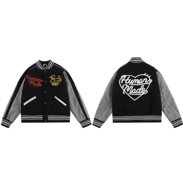 Human Made Duck Embroidery Varsity Jacket Black/Gray - 1