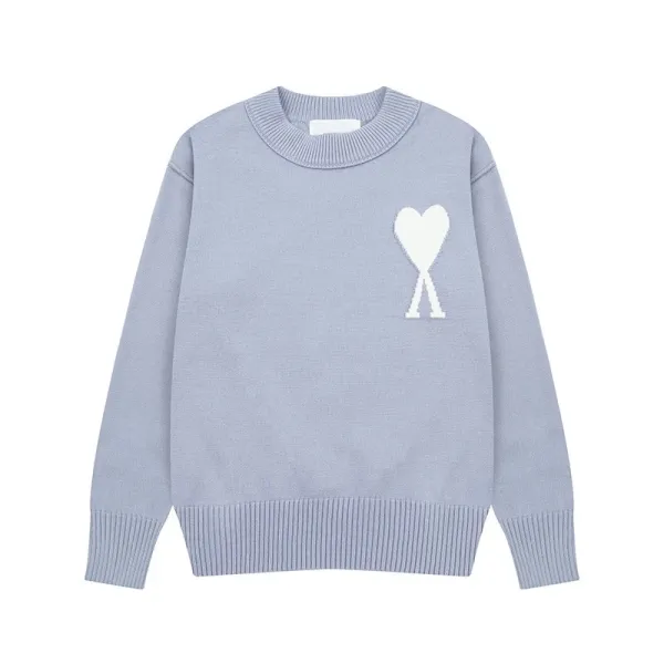 Ami Paris Ami de Coeur Light Blue Knit Sweater - 1