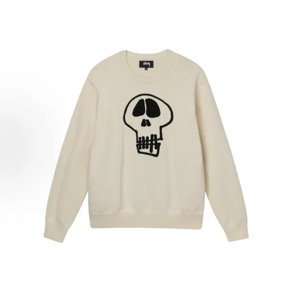Stüssy Skull Knit Sweater Beige - 1