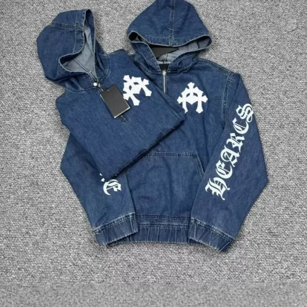Chrome Hearts Denim Hoodie Navy Blue - 1