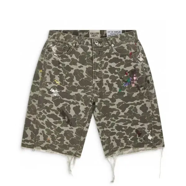 Gallery Dept. Paint-Splatter Camo Denim Shorts - 1