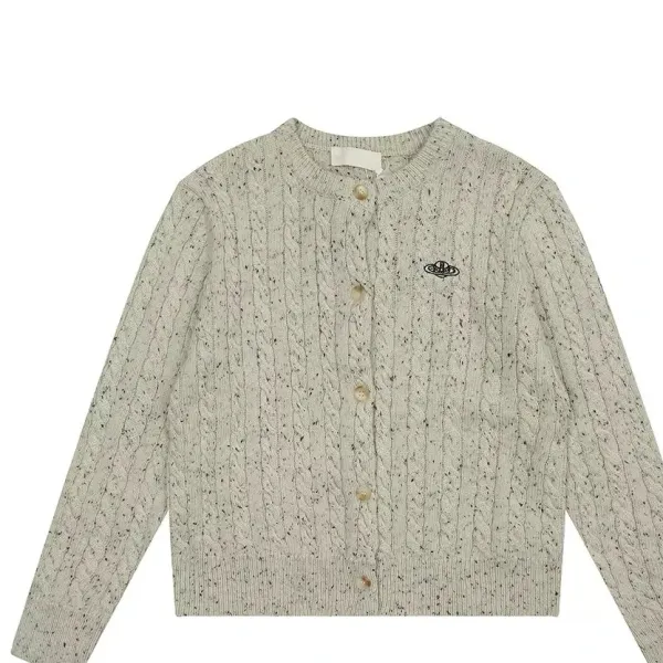 Vivienne Westwood Orb Cable Knit Cardigan Beige - 1