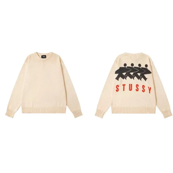 Stussy Surfer Crewneck Sweater Beige - 1