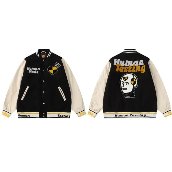 Human Made x Human Testing varsity Jacket Black and Beige - 1