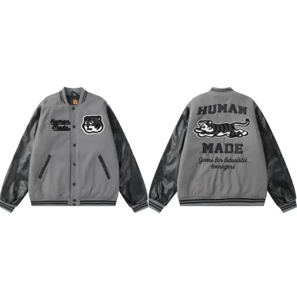 Human Made Tiger Varsity Jacket Gray - 1