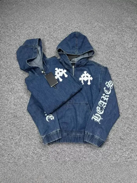 Chrome Hearts Denim Hoodie Navy Blue - 2