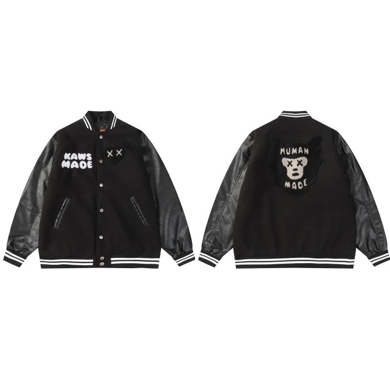 KAWS x Human Made Varsity Jacket Black - 1