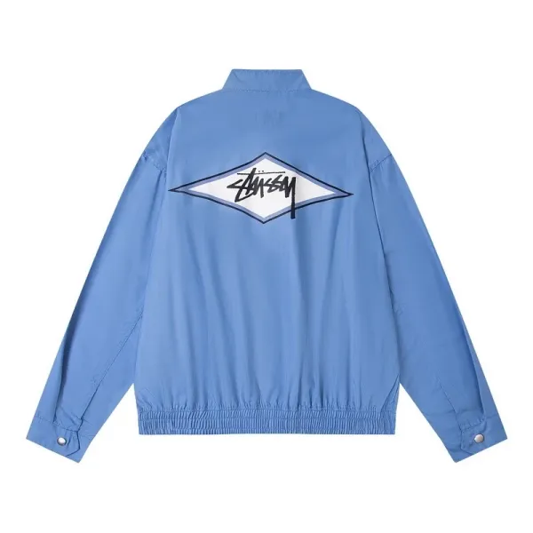 Stüssy Diamond Logo Windbreaker Jacket Light Blue - 1