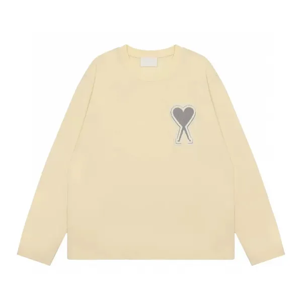 Ami Paris Heart Logo Long-Sleeve T-Shirt Pale Yellow - 1