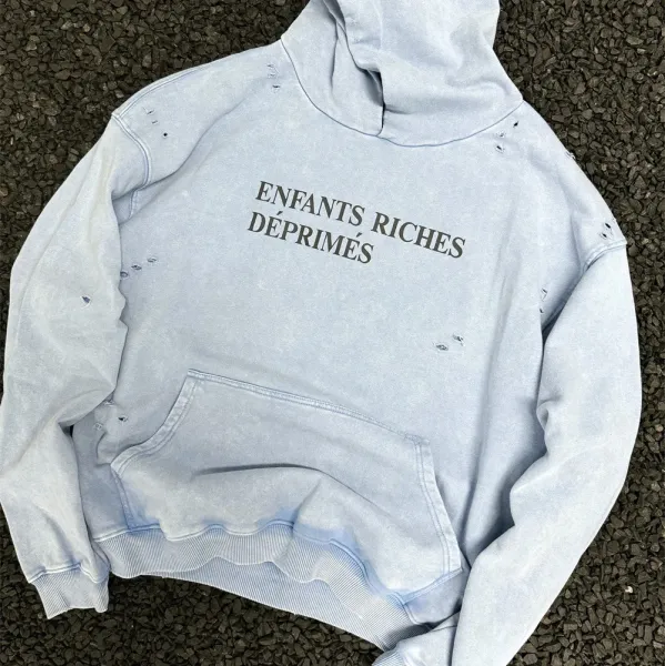 Enfants Riches Déprimés Distressed Light Blue Hoodie - 1