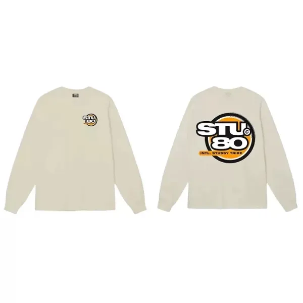 Stüssy STU80 Long Sleeve T-Shirt Beige - 1