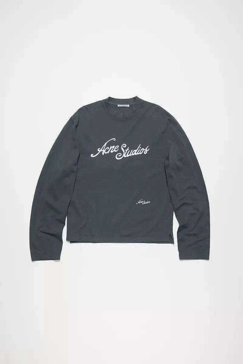 Acne Studios Script Logo Long-Sleeve T-Shirt Charcoal Gray product detail 2 in Litbuy spreadsheet finds