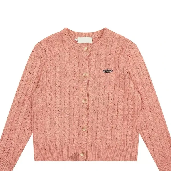 Vivienne Westwood Orb Cable Knit Pink Cardigan - 1