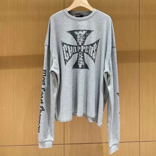 West Coast Choppers Cross Long Sleeve T-Shirt Gray - 1