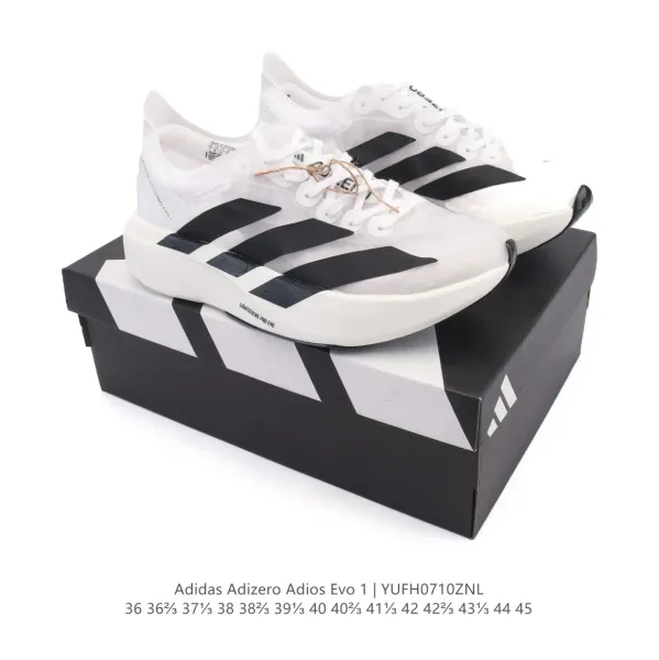 Adidas Adizero Adios Evo 1 White Black Running Shoes - 1