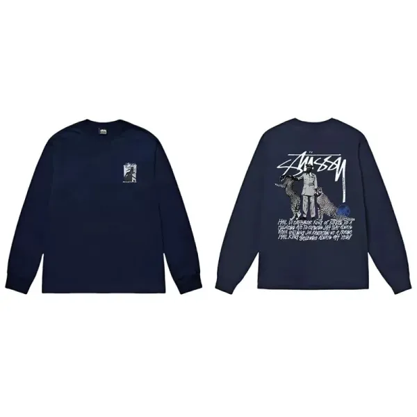 Stüssy x Paul K. Long Sleeve Graphic Tee Navy - 1