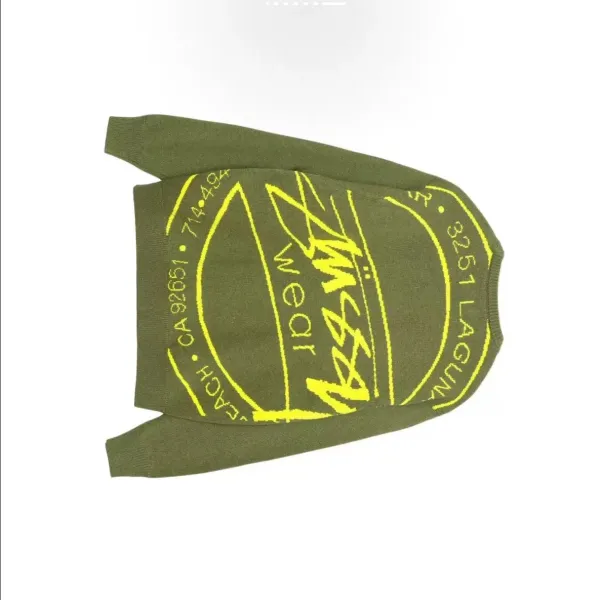 Stüssy Logo Knit Sweater Army Green - 1