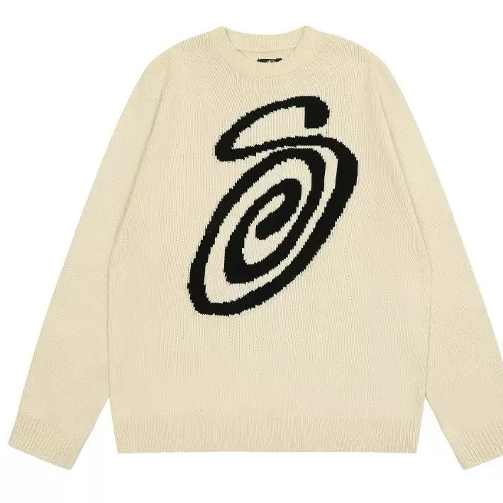 Off-White Spiral Logo Knit Sweater Beige - 1