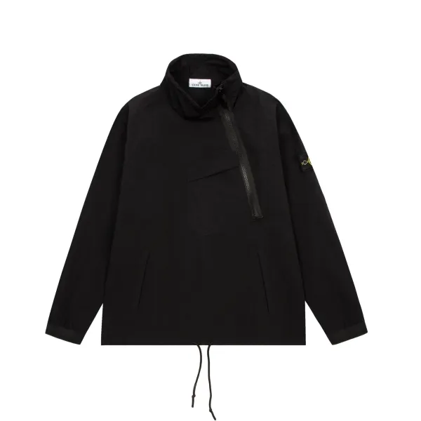 Stone Island Black Half-Zip Windbreaker Jacket - 1