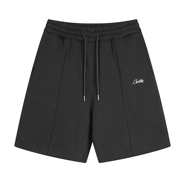 Corteiz Black Script-Embroidered Sweat Shorts - 1