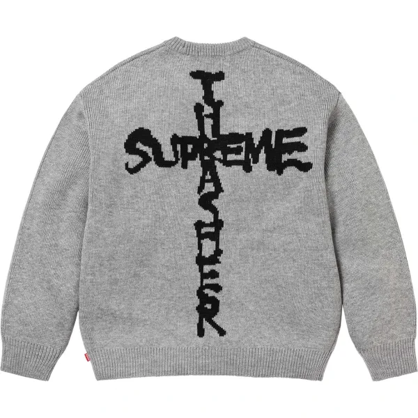 Supreme Cross Knit Sweater Gray - 1