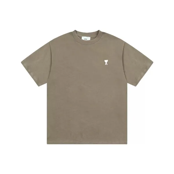 Ami Paris Small Heart Logo T-Shirt Beige T-Shirt - 1