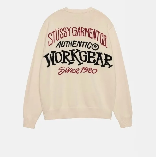 Stüssy Garment Co. Authentic Workgear Since 1980 Beige Sweater - 1