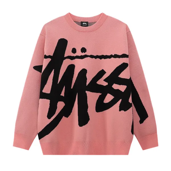 Stüssy Oversized Script Knit Sweater Pink - 1
