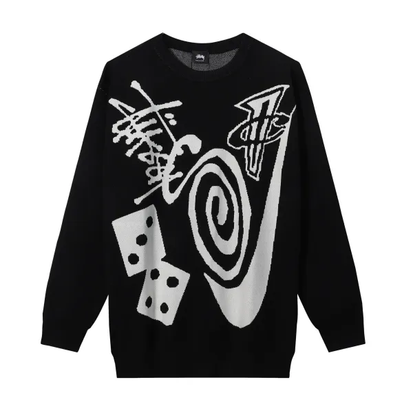 Stüssy Abstract Graphic Knit Sweater Black - 1
