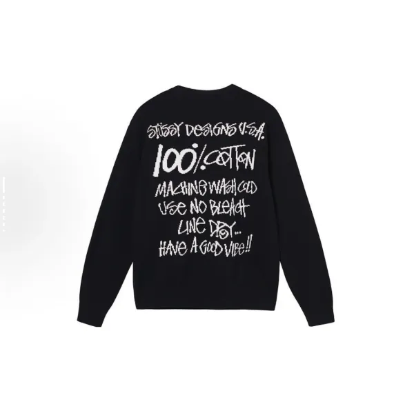 Stüssy Designs U.S.A. Cotton Care Graphic Sweater Black - 1