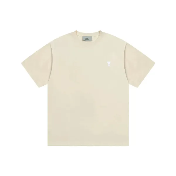 Ami Paris Small Heart Logo T-Shirt Beige T-Shirt - 22