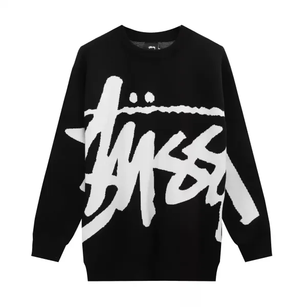 Stüssy Graffiti Logo Knit Sweater Black - 1