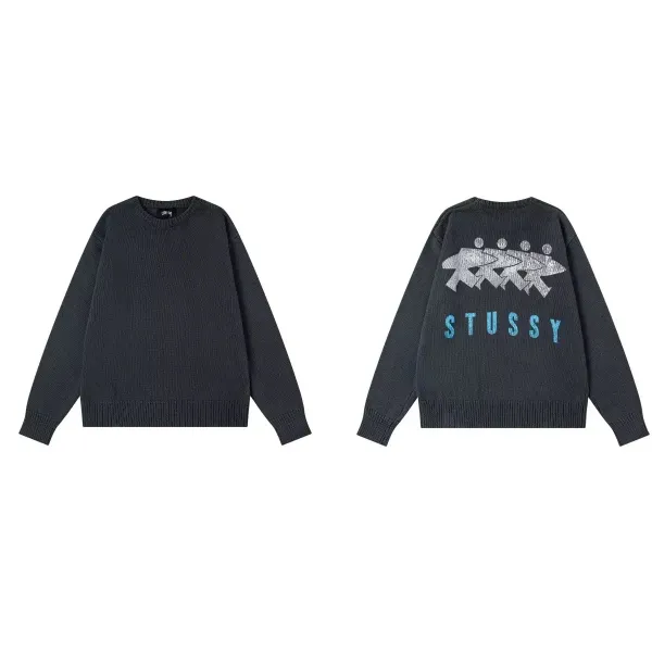 Stussy Surfer Crewneck Sweater Black - 1