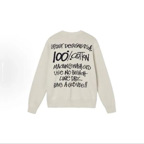 Stüssy Designs U.S.A. 100% Cotton Knit Sweater Beige - 1
