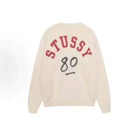 Stussy 80 Arch Logo Crewneck Sweater Beige - 1