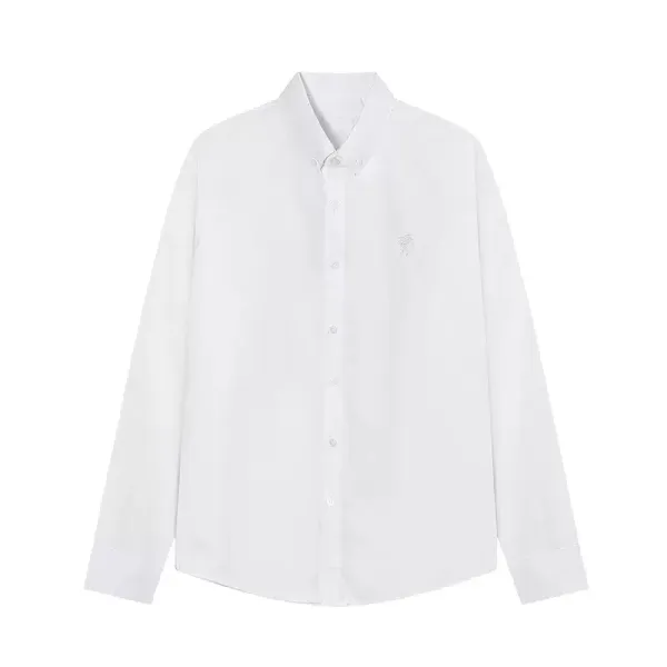 Celine White Button-Down Shirt with Embroidered Logo - 1