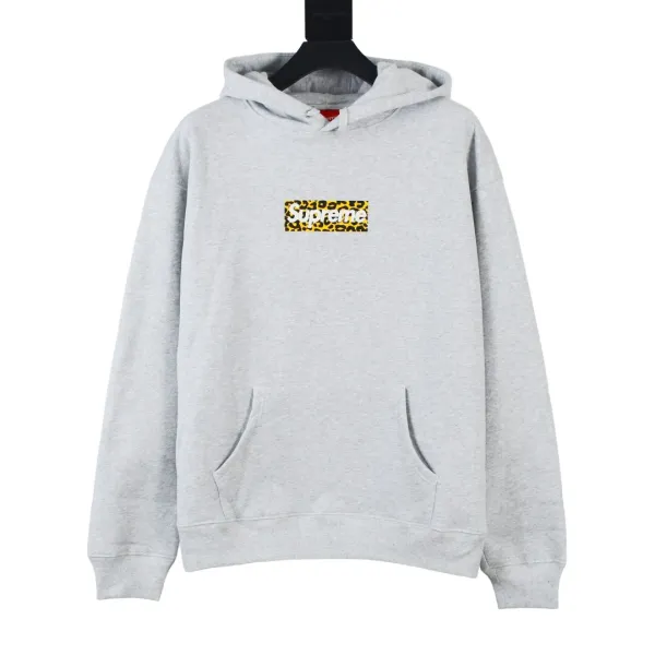 Supreme Leopard Box Logo Hoodie Gray - 3