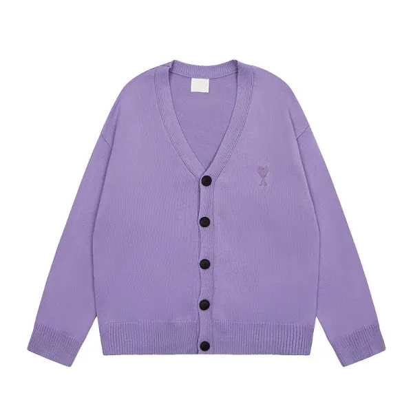 Ami Paris Ami de Coeur Cardigan Purple Sweater - 1
