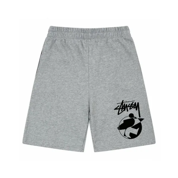 Stüssy Graphic Print Heather Gray Sweatshorts - 1