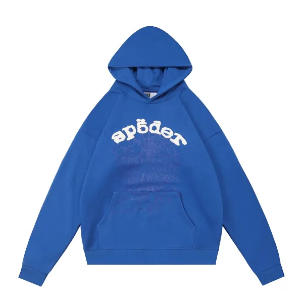 Spider Web Graphic Hoodie Blue - 1