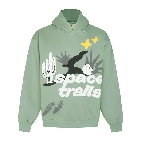 Space Trails Graphic Hoodie Sage Green - 1
