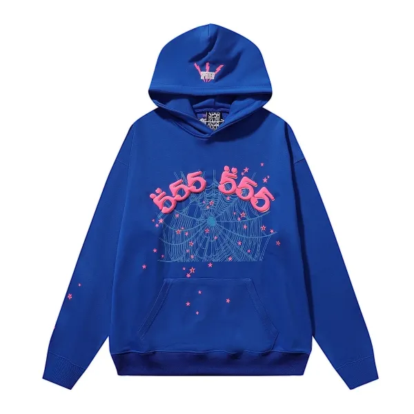 Superstar 555 Spiderweb Pink Blue Hoodie - 1